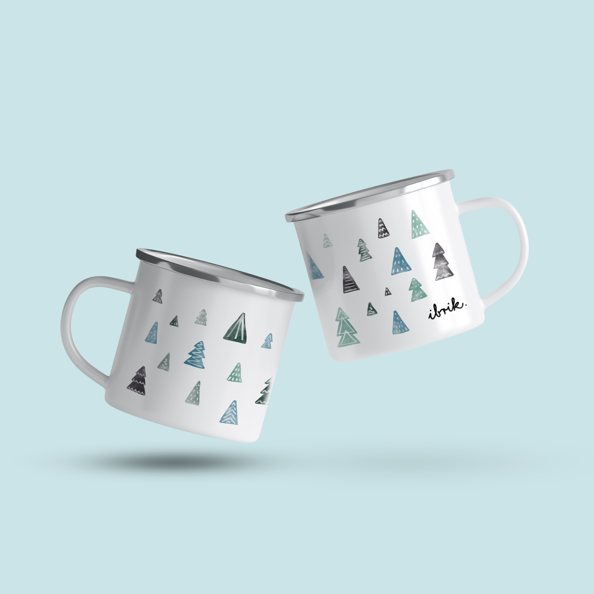 cana emailata watercolor trees blue