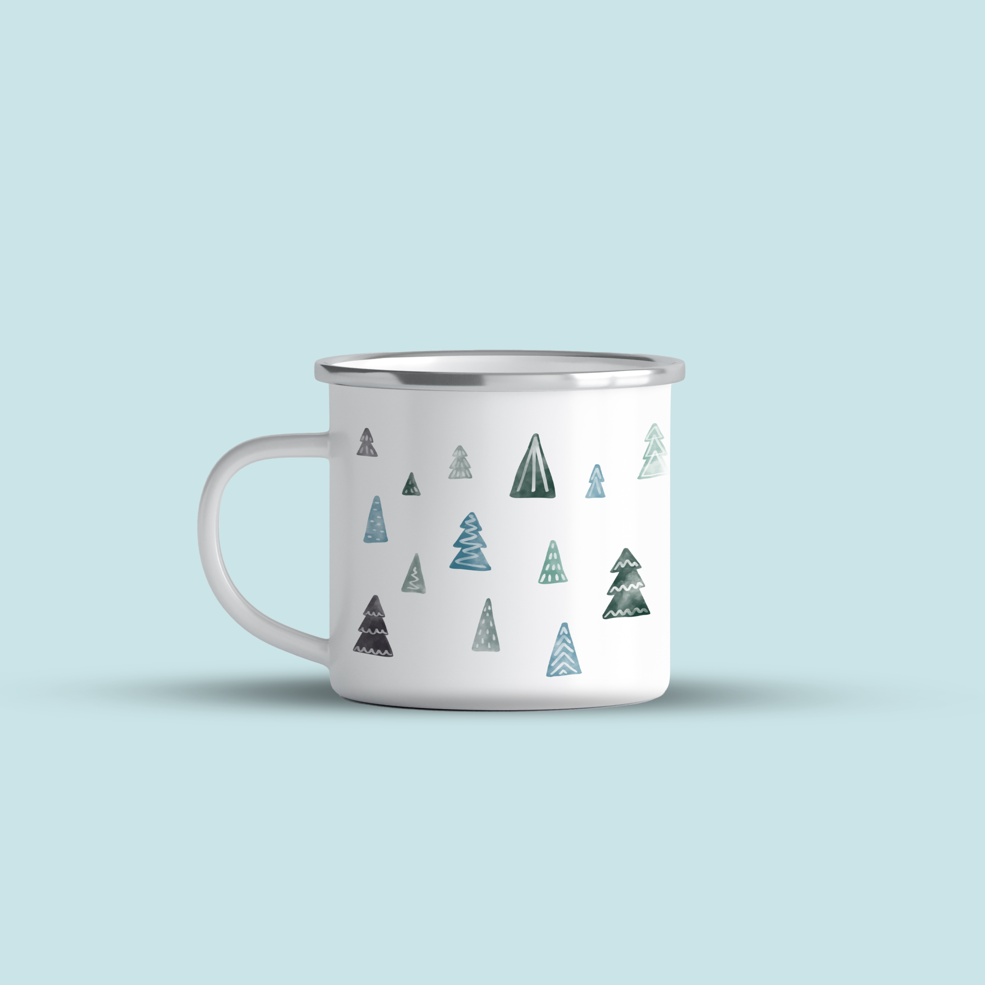 cana emailata watercolor trees blue