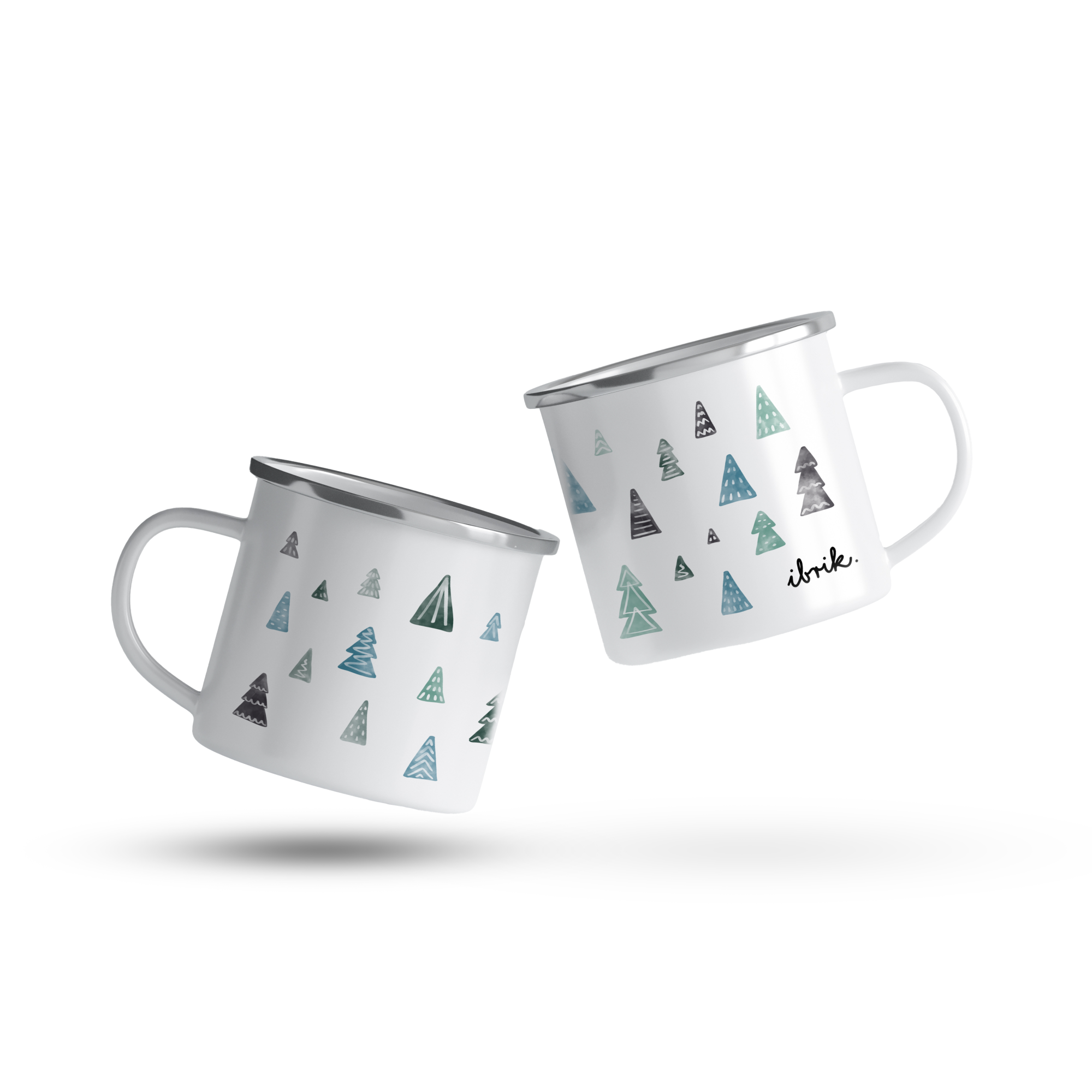 cana emailata watercolor trees blue