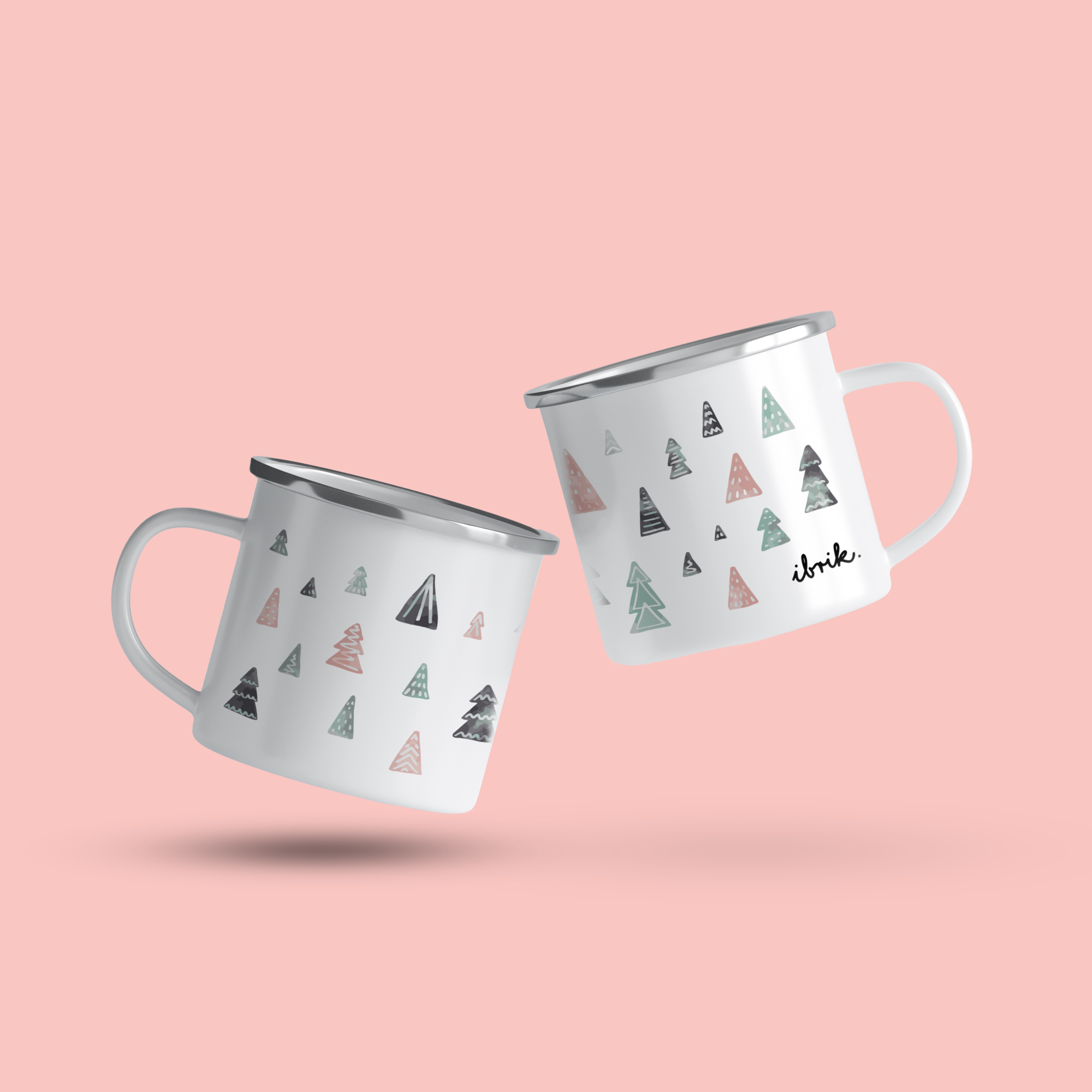 cana emailata watercolor trees pink