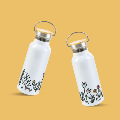 bidon din otel inoxidabil ibrik flowers